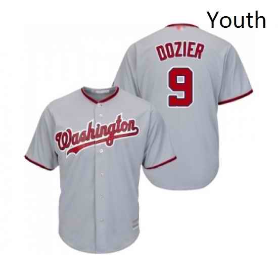 Youth Washington Nationals 9 Brian Dozier Replica Grey Road Cool Base Baseball Jersey